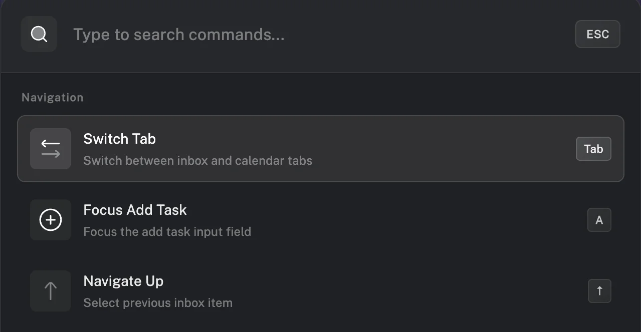 Keyboard shortcuts feature
