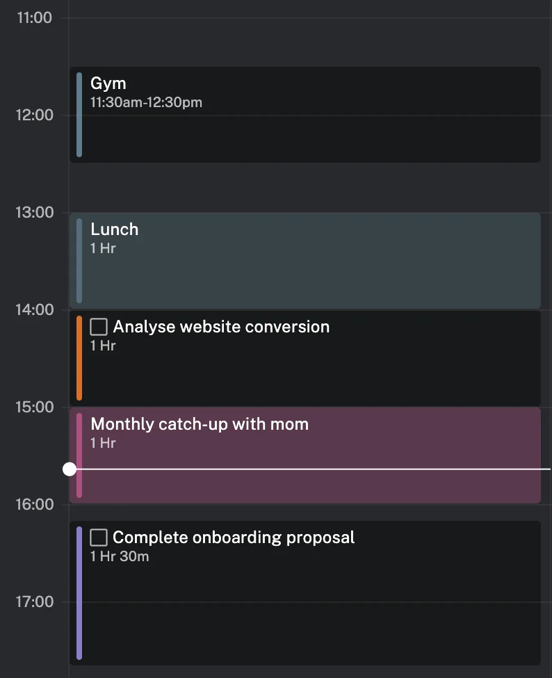 Time blocking feature